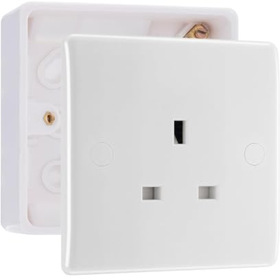 13A Single Unswitched UK Wall Outlet White Moulded with 32mm Surface Box