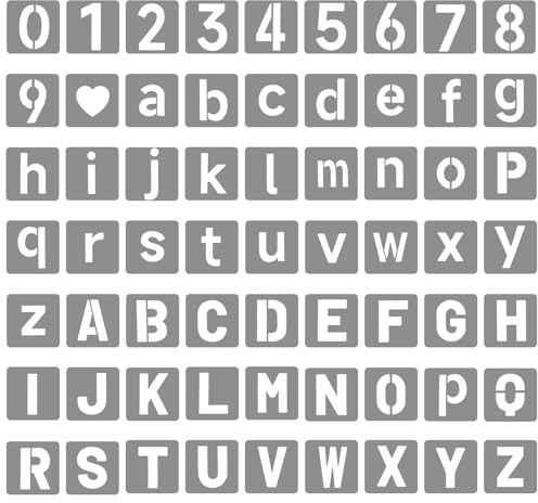 63 Stück Schablonen Buchstaben und Zahlen 5 cm Buchstabenschablonen | Plastik Alphabet Schablonen Wiederverwendbar für DIY-Malerei,Wandgraffiti, Holzschild, Kuchen, Malerei, Dekoration