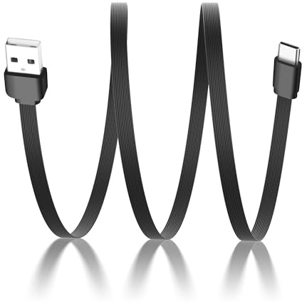 JSADZKJ Flat USB to USB C Cable PD65W 3A Fast Charging USB 2.0 to Type-C Cord,Flexible USB-A Male to USB-C Male Cable for Power Bank,Data Transfer Compatible with Phone 16/15,Tablet and More,0.5M