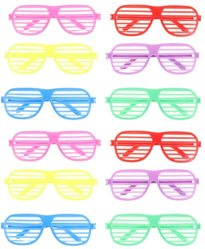 OUNONA 36 Stück Neon Partybrillen Shutter Shades für Jalousien Sonnenbrillen aus Leichtem Kunststoff in Leuchtenden Farben für Silvester Festival und Kostümzubehör
