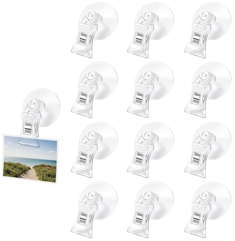 DAJMAIEZ 20 Pz Ventose con Ganci e Clip Trasparenti | 20 ventose trasparenti con gancio e clip, perfette per cucina, bagno e acquari.