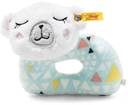 Steiff 241314 Soft Cuddly Friends Iggy Eisbär Greifring mit Rassel, mehrfarbig