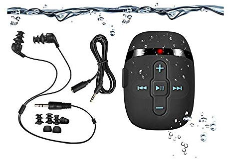 SEWOBYE 8GB Wasserdichter MP3 Player zum Schwimmen und Laufen mit 16 Stunden Spielzeit, MP3 Player Wasserdicht mit Unterwasser Kopfhörer (3 Arten Ohrhörer), mit Shuffle Funktion