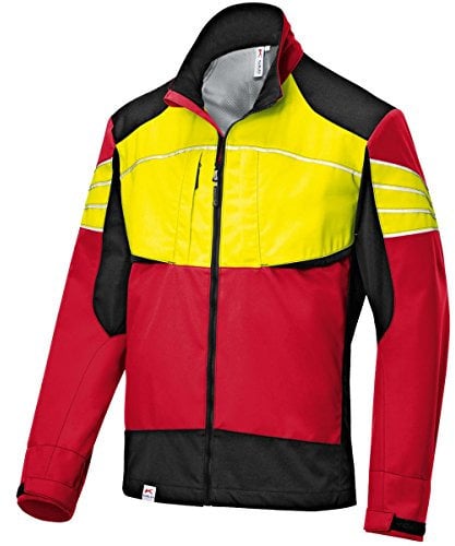 Kübler Ultrashelljacke Herren Forst Ultrashell Jacke Forstjacke Gartenbau Landschaftsbau funktionell robust widerstandsfähig gut sichtbar CORDURA® viele Taschen, Farbe:rot, Größe:L