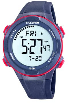 Calypso Montre pour Homme K5780/4 Flash Time Boîtier en Plastique Noir Bracelet en Plastique Bleu