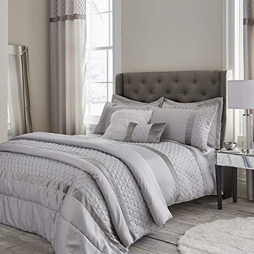Catherine Lansfield Sequin Cluster Bettwäsche-Set für Doppelbett, mit Pailletten, Enteneiblau, Polyester, Silbergrau, Super King