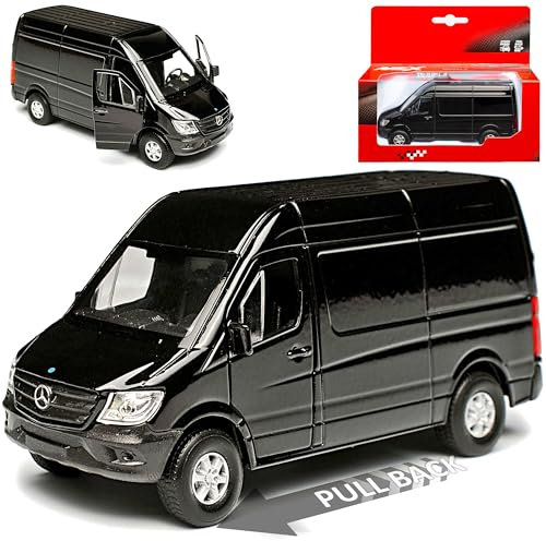 Mercedes-B Sprinter W906 Kasten Transporter Schwarz Modell 2006 Ab Facelift 2013 mit Rückzugsmotor ca 1/43 1/36-1/46 Welly Modell Auto