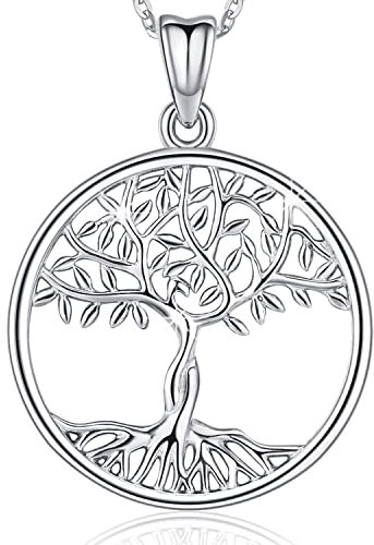 Lebensbaum Kette für Frauen, Baum des Lebens Halskette Anhänger silber 925 Damen, Geburtstag Muttertag Schmuck Geschenke für Frauen Mädchen Mama Frau Freundin (Tanzende Frau)