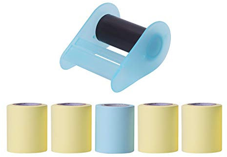 5Pack Sticky Notes Roll Self-Stick Note Pads Memo Message Pad Color Sticky Notes Set Writing Paper with Tape Dispenser Refill for Home School Office