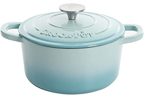 Crock-Pot Artisan Runder emaillierter Gusseisen-Schmortopf, 3 Quart, Aqua