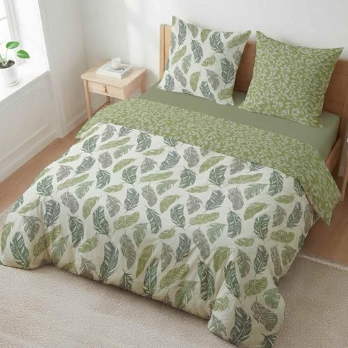 etérea Renforcé Bettwäsche 240x220 cm + 2X 80x80 cm Philou Grün | 100% Baumwolle Renforcé · sanft-glatt & superweich · ganzjahres-geeignet · 60°C waschbar · MADE IN GREEN by OEKO-TEX