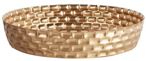 Vassoio Decorativo Metallo Dorato Tondo Ferro 38 cm Glamour