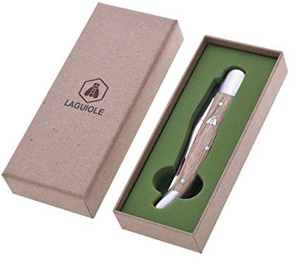 LAGUIOLE - Laguiole Boxed Set + Coltello pieghevole - Manico in legno di quercia - Lama in acciaio inox - Marrone-21 cm - Legno - Marrone