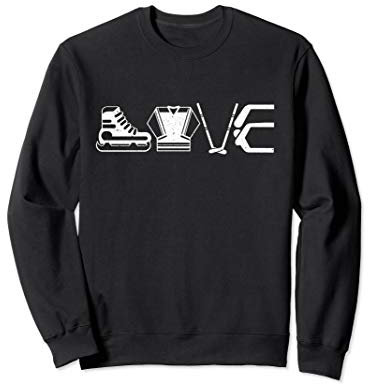 Ice Hockey Love Goalie Game Player Hockey Uniform Sticks Sweatshirt