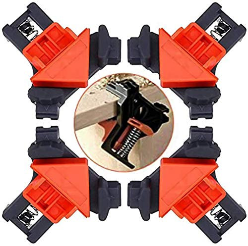 4 Pcs Corner Clamps for Woodworking, MSDADA 90 Degree Right Angle Wood Clamp Corner Clip Fixer Ruler Square Clamp for DIY Hand Tools Making Cabinets Furniture Repair Connection Welding Drilling