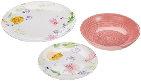 Tognana Audrey Service de vaisselle pour 6 personnes, 18 pièces, porcelaine, florale