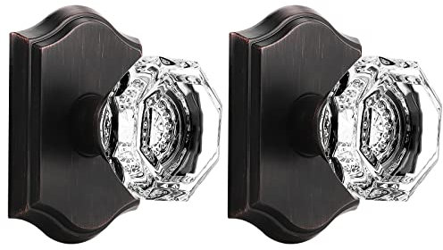 Orger Kristall-Türknäufe für Garderoben/Französische Tür, einzelne, nicht drehende, dekorative inaktive Knäufe für einseitige, ölgeriebene Bronze, Vintage-Attrappen-Türknäufe