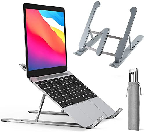 NONSOLOINFORMATICA Supporto PC Portatile 8 Altezze | Laptop Stand Ergonomico Pieghevole, in Plastica e Silicone, Raffreddamento Notebook 10-15,6, con Custodia