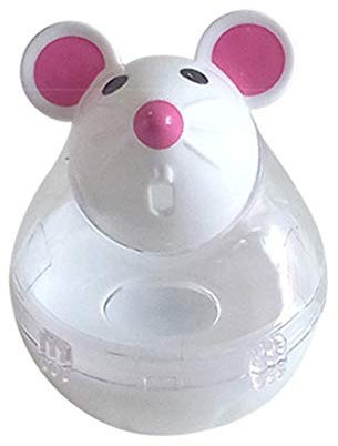 Washranp Cat Food Dispenser Toy,Pet Cat Kitten Mouse Shape Treat Holder Food Storage Dispenser Chew Play Toy Beige