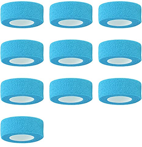 Mintice 10 Rolls Self Adhesive Cohesive Wrap Bandages Elastic First Aid Tape Adherent Light Blue for Wrist Ankle Sport 4.5m x 2.5cm