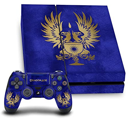 Head Case Designs Offizielle EA Bioware Dragon Age Graue Wächter Gold Heraldry Vinyl Haut Gaming Aufkleber Abziehbild kompatibel mit Sony Playstation 4 PS4 Console and DualShock 4 Controller Bundle
