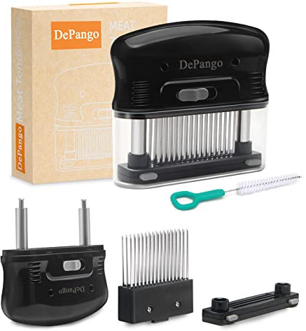 DePango Attendrisseur de Viande, outil d’attendrisseur à aiguilles de viande avec 48 lames en acier inoxydable, attendrisseur de steak à démonter pour le nettoyage, portatif, moyen