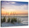 Feeby Leinwandbild Nordsee Ostsee Strand 30x30 cm Bild Kunstdruck Dünen Sonnenuntergang Gras Beige