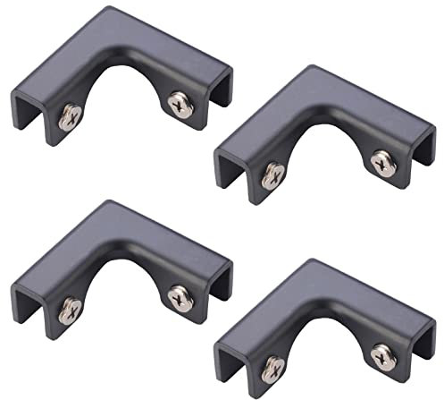 UFURMATE Glasverbinder aus Aluminiumlegierung, 2-Wege-rutschfeste Glasklemmen für 8–10 mm Dicke, Schwarz, 4 Stück