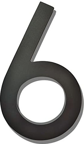 Ywonoby 5 Inch House Numbers for Outside-Large Modern 3D Floating Door Numbers-Weatherproof and Easy to install-Matte Black Acrylic Number (6)