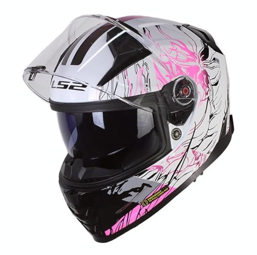 LS2, Integralhelme motorrad VECTOR II DARFLO gloss white pink, S
