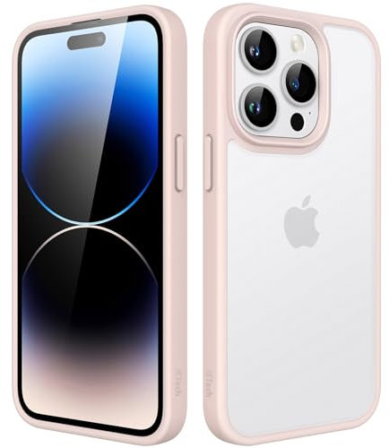 JETech Matte Case for iPhone 14 Pro Max 6.7-Inch, Shockproof Military Grade Drop Protection, Frosted Translucent Back Phone Cover, Anti-Fingerprint (Chalk Pink)