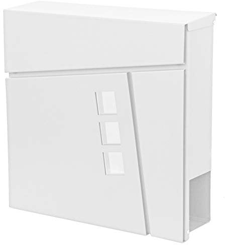 Briefkasten HWC-B29AM, Wandbriefkasten Postkasten Zeitungsfach, pulverbeschichtet - weiß