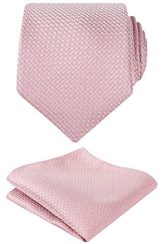 Alizeal Ensemble cravates, carré de poche et boutons de manchette pour homme, 140-Rose pâle, taille unique