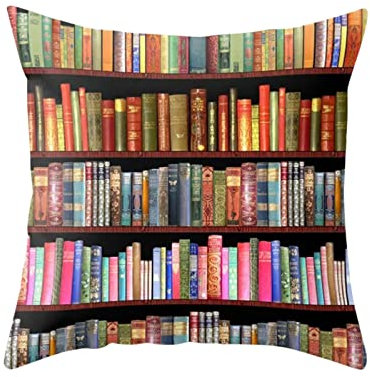 Glücksvogel Kissenbezug Antike Bücher Muster Dekorativ Kissenhülle 45 x 45 Kissenbezug Dekokissen Sofakissen Luxus Deko Couchkissen Bezug Zierkissen für Sofa Wohnzimmer 45x45 cm (B, One Size)