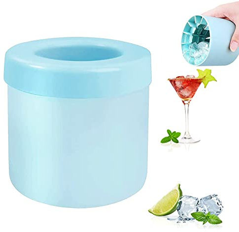 Bogoro Silikon EisküBel, Silikon Eiswürfelbereiter Becher, Mini EiswüRfelschale Eiseimer, Tragbare Eisschalen für Herstellung von Eiswürfeln, Eisgetränken, BPA-Frei (Blau)