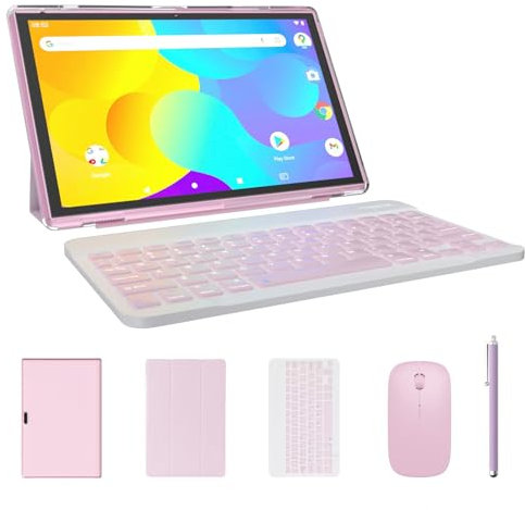 ATOZEE Tablet 2 in 1 Android 14 Tablets with Keyboard 10 inch Tabletas, Include Mouse Stylus Case, 6000mAh 6GB RAM 32GB ROM 1024GB Expandable Tableta, 2MP+8MP Dual Camera, WiFi-6 Bluetooth Tablet PC.