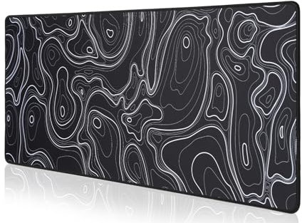 Topographic Contour Large Mouse Pad - 31.50x11.81x0.12 - Extended Mouse Mat for Home and Office,Large Gaming Mousepad Laptop Keyboard Mat with Non-Slip Rubber Base, Stitched Edges
