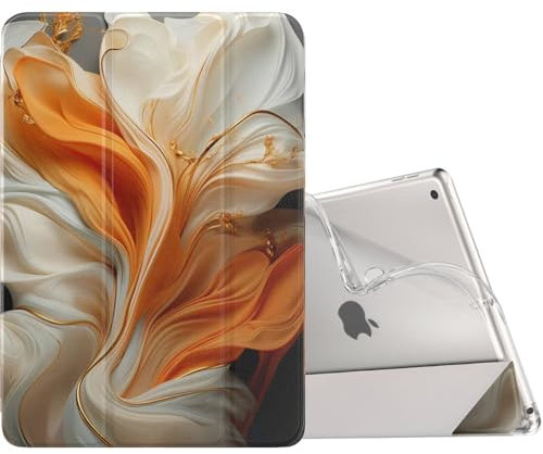 MoKo Hülle Kompatibel mit Neu iPad 9./8./7. Generation (2021/2020/2019), iPad 10,2 Zoll Hülle mit Ständer, TPU Transluzent Matt Rückseite Cover mit Auto Schlaf/Aufwach Funktion, Seidig Beige