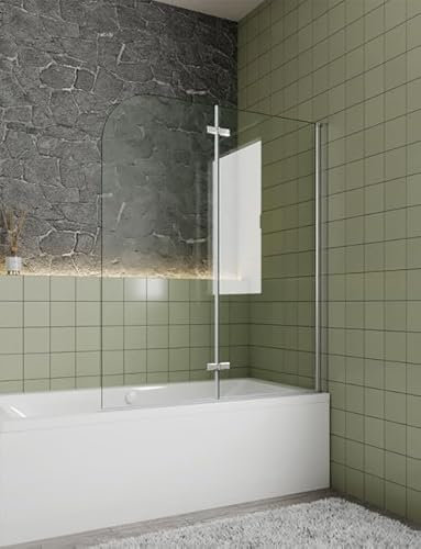 Aica Sanitär Badewannenaufsatz Duschabtrennung Duschwand 6mm Nano Dusche 2-tlg für Badewanne H140cm,90cm