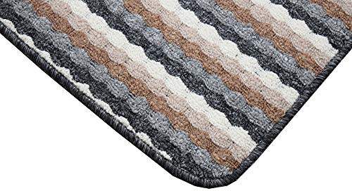 SrS Rugs® Non Slip Kitchen Door Mats & Hallway Runners Washable Rug UK (Grey & Brown, 80cm x 100cm)