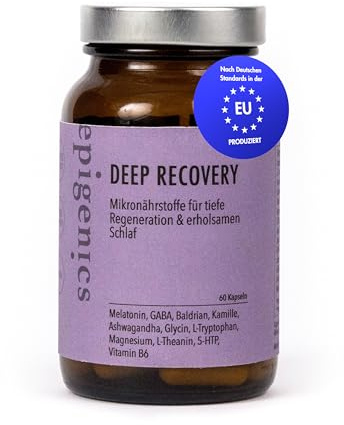 Epigenics Deep Recovery Kapseln Schlaf Gut mit Melatonin, GABA, L-Tryptophan, Ashwagandha, Baldrian & Vitamin B6 (für 30 Tage) - Vitamin Komplex zum besser Schlafen