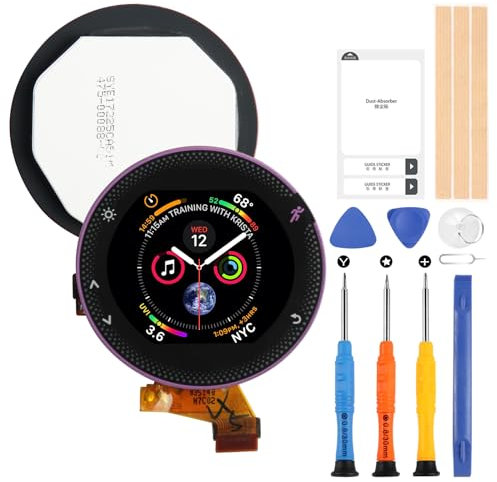 Écran pour Garmin Forerunner 235 235J 230 Montre LCD Écran Tactile Assemblée Remplacement Écran En Verre Digitizer avec Réparation Kit (Violet)