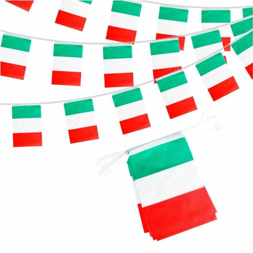 Italy Flags Bunting Italian Bunting Oly 2024 Decorations 10m 30 Flags, Italian Flags Banner Italy Bunting for Oly Games 2024 Sports Football Events National Day Party Decorations