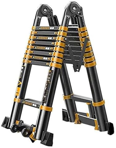 Telescopic Ladder Multipurpose Telescopic Extension Folding Aluminium Lightweight Portable A-Frame Load Capacity 200kg Straight Telescopic Ladder