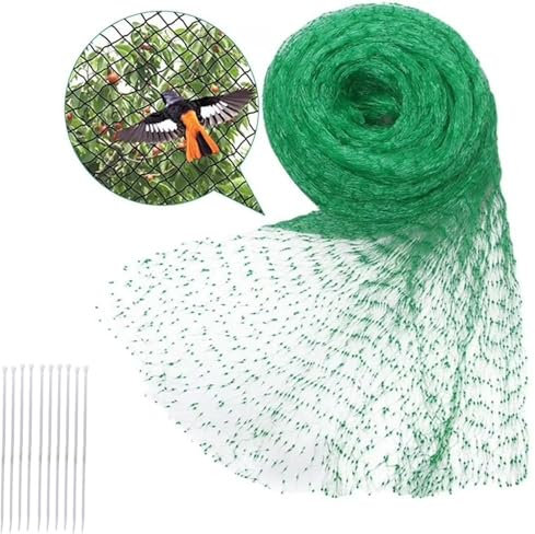 4 x 6 m Filet de Jardin Vert avec Poignée d'attache de câble couleur blanc, Filet Anti-Oiseaux pour protéger Les Arbres fruitiers, Les légumes, Les Fleurs, Les Cultures, Les Pois et Les Haricots, Mail
