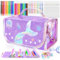 JYPS 70 piezas Sirenas Maletin Pinturas para Niños con Estuche, Lavable Rotuladores para Colorear Juego de Pintura, Crayones, Acuarelas, Maletin de Colores Dibujo Juguetes Regalo Niña 3 4 5 6 7 años