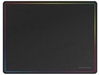 Mars Gaming MMP124, Alfombrilla Gaming 360x260mm, Diseño de Bordes Rainbow, Base Antideslizante de Caucho Natural, Superficie Nanotextil de Alta Precisión, Alfombrilla de Ratón Flexible, Negro