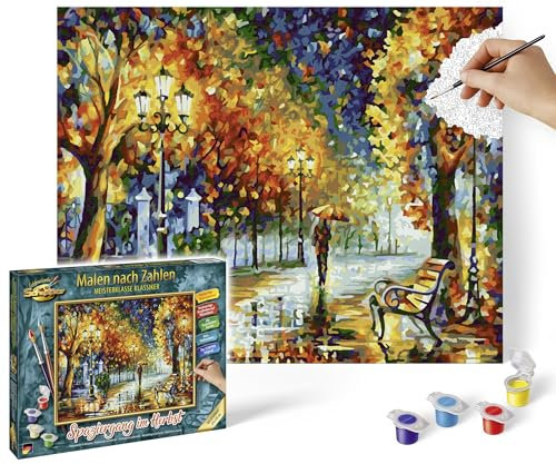 Schipper 609240910 Peinture par numéros - Promenade en automne - Photos de peinture pour adultes - Pinceaux et peintures acryliques - 24 x 30 cm