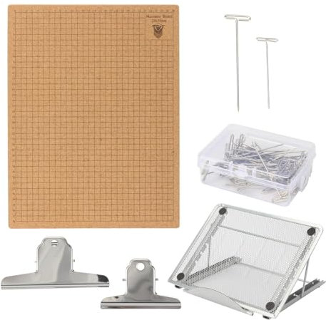 Wisboey 12 X 16 Großes Makramee-Brett-Set, Makramee-Brett und Verstellbarer Metallhalter mit T-Nadeln und Klammern, Zubehör zum Flechten und Basteln