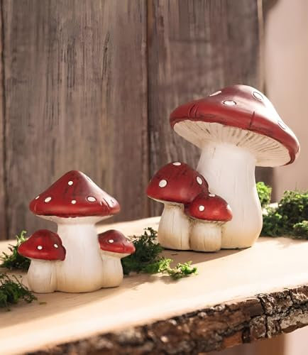 Dekoleidenschaft 2X Dekofigur Fliegenpilz aus Terracotta, große Pilze 7 + 14 cm hoch, Pilzset, Herbstdeko, Pilzdeko, Figuren für Indoor & Outdoor, Gartendeko, Balkondeko